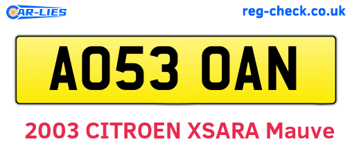 AO53OAN are the vehicle registration plates.