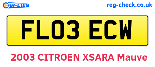 FL03ECW are the vehicle registration plates.