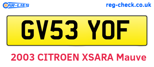 GV53YOF are the vehicle registration plates.