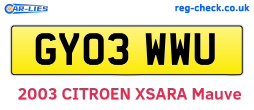 GY03WWU are the vehicle registration plates.