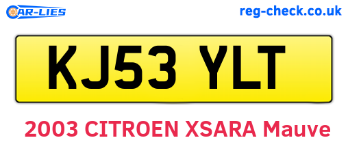 KJ53YLT are the vehicle registration plates.