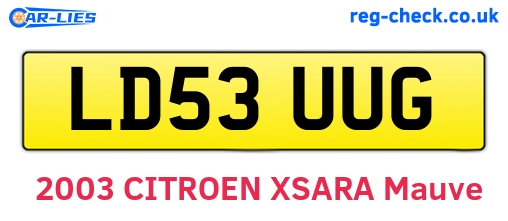 LD53UUG are the vehicle registration plates.