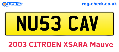 NU53CAV are the vehicle registration plates.