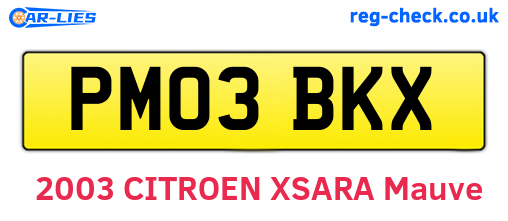 PM03BKX are the vehicle registration plates.