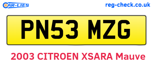 PN53MZG are the vehicle registration plates.