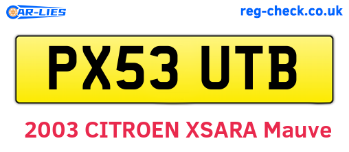 PX53UTB are the vehicle registration plates.