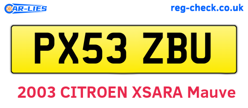 PX53ZBU are the vehicle registration plates.