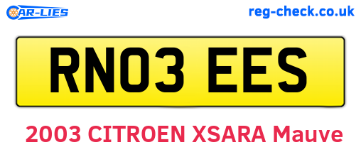 RN03EES are the vehicle registration plates.