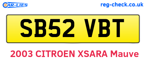 SB52VBT are the vehicle registration plates.
