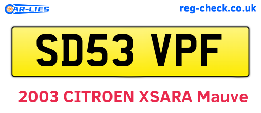 SD53VPF are the vehicle registration plates.