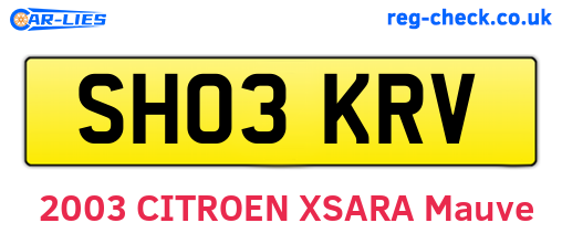 SH03KRV are the vehicle registration plates.
