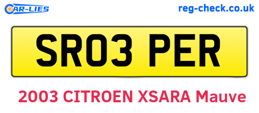 SR03PER are the vehicle registration plates.