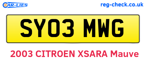 SY03MWG are the vehicle registration plates.
