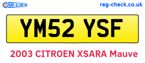 YM52YSF are the vehicle registration plates.