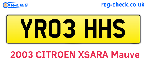 YR03HHS are the vehicle registration plates.