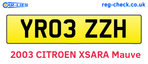 YR03ZZH are the vehicle registration plates.