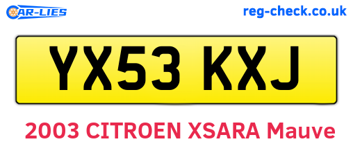 YX53KXJ are the vehicle registration plates.