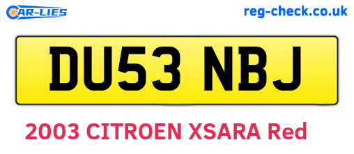 DU53NBJ are the vehicle registration plates.