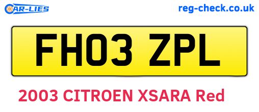 FH03ZPL are the vehicle registration plates.