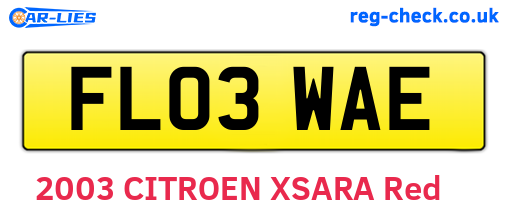 FL03WAE are the vehicle registration plates.
