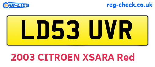 LD53UVR are the vehicle registration plates.