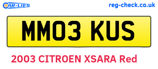 MM03KUS are the vehicle registration plates.
