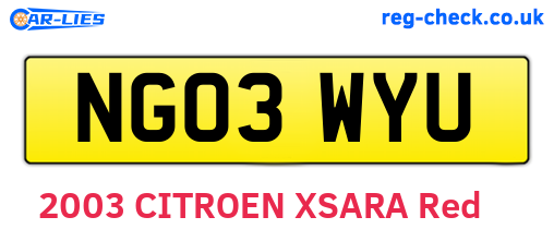 NG03WYU are the vehicle registration plates.