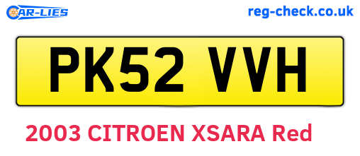 PK52VVH are the vehicle registration plates.