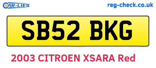 SB52BKG are the vehicle registration plates.