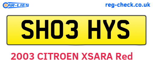 SH03HYS are the vehicle registration plates.