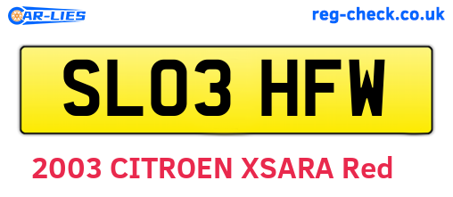 SL03HFW are the vehicle registration plates.