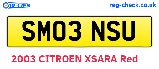 SM03NSU are the vehicle registration plates.