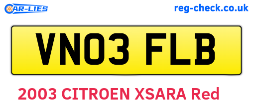VN03FLB are the vehicle registration plates.