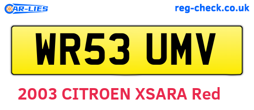 WR53UMV are the vehicle registration plates.