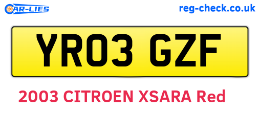 YR03GZF are the vehicle registration plates.