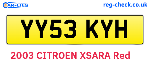 YY53KYH are the vehicle registration plates.