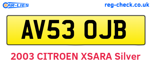 AV53OJB are the vehicle registration plates.