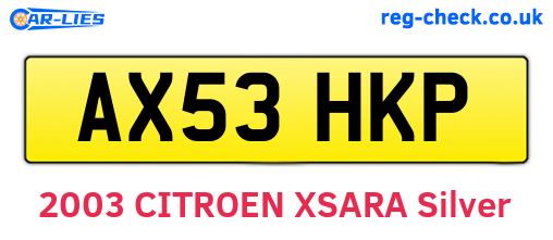 AX53HKP are the vehicle registration plates.