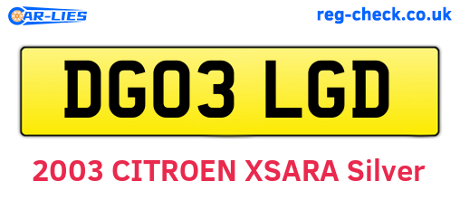 DG03LGD are the vehicle registration plates.