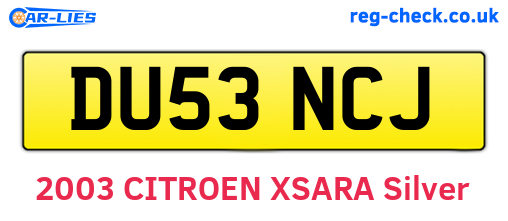 DU53NCJ are the vehicle registration plates.