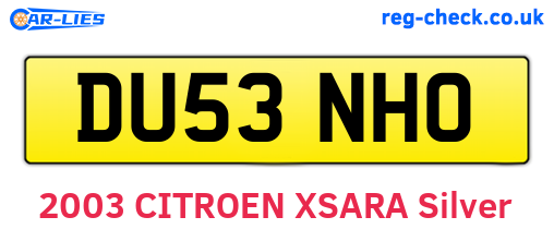 DU53NHO are the vehicle registration plates.