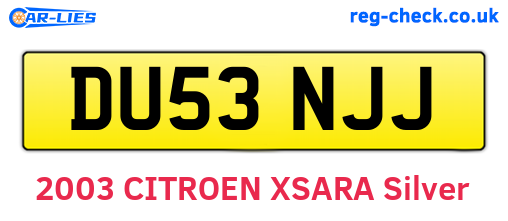 DU53NJJ are the vehicle registration plates.