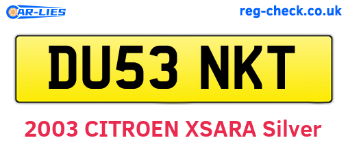 DU53NKT are the vehicle registration plates.