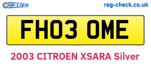 FH03OME are the vehicle registration plates.