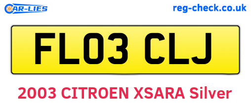 FL03CLJ are the vehicle registration plates.