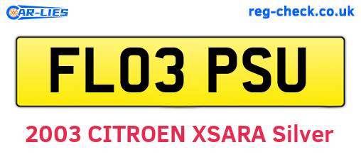 FL03PSU are the vehicle registration plates.