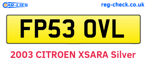 FP53OVL are the vehicle registration plates.