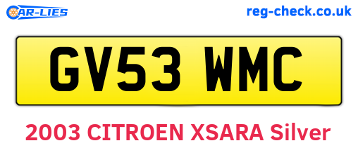 GV53WMC are the vehicle registration plates.