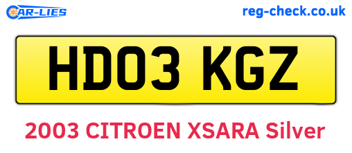 HD03KGZ are the vehicle registration plates.