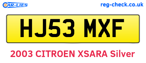 HJ53MXF are the vehicle registration plates.